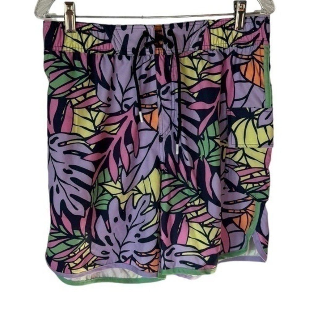 Sovereign Code Men’s Lagoon Tropical Leaf Print Stretch Board Shorts Size‎ M New